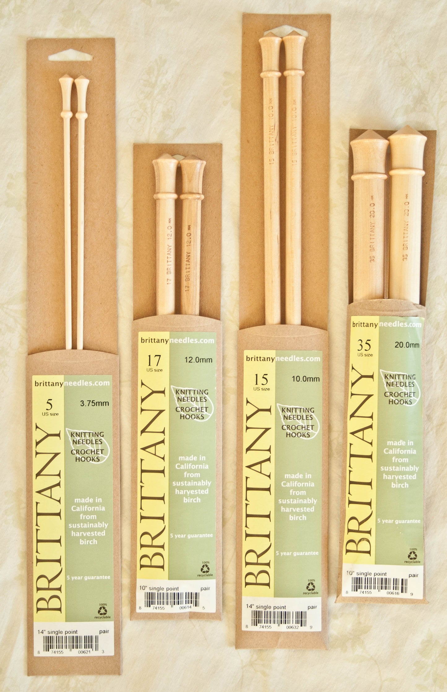 Brittany Birch Wood Single Point Knitting Needles