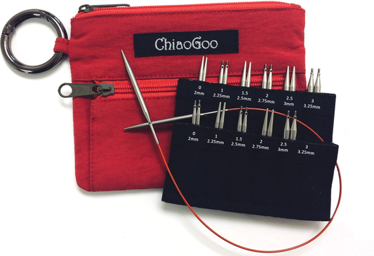 ChiaoGoo Twist Stainless Steel Shorties Interchangeable Knitting Needle Set